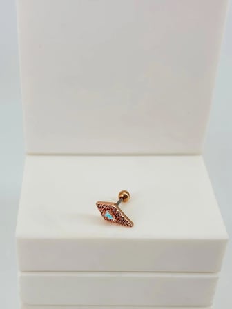 Rose Zirkon Taşlı Uç Kısmı : Pirinç Kıkırdak Bar Uzunluğu : 6 Mm / Bar Kalınlığı 0.8 Mm / Top Boyu 3