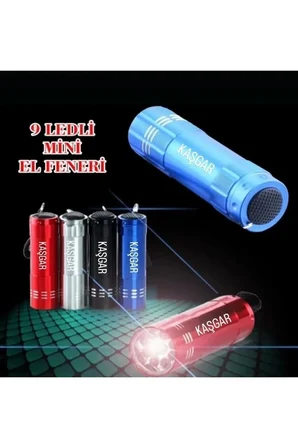 Süper Parlak 9 Ledli Metal Mini El Feneri