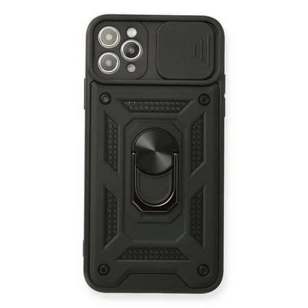 Apple İphone 11 Pro Max Kılıf Pars Lens Yüzüklü Silikon - Siyah