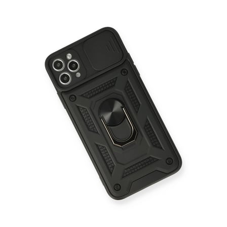 Apple İphone 11 Pro Max Kılıf Pars Lens Yüzüklü Silikon - Siyah
