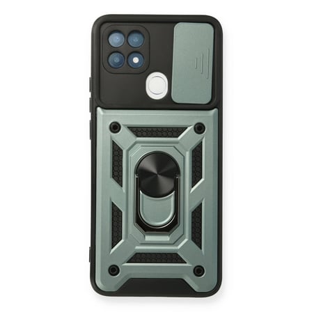 Oppo A15 Kılıf Pars Lens Yüzüklü Silikon - Yeşil