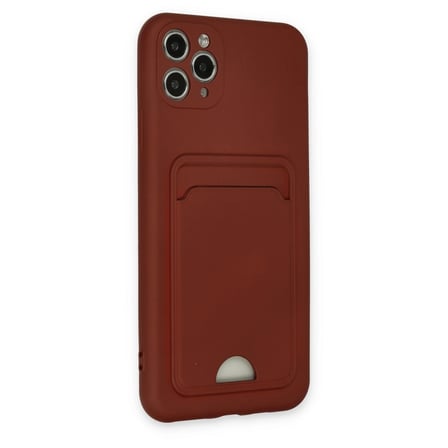 Apple İphone 11 Pro Max Kılıf Kelvin Kartvizitli Silikon - Bordo