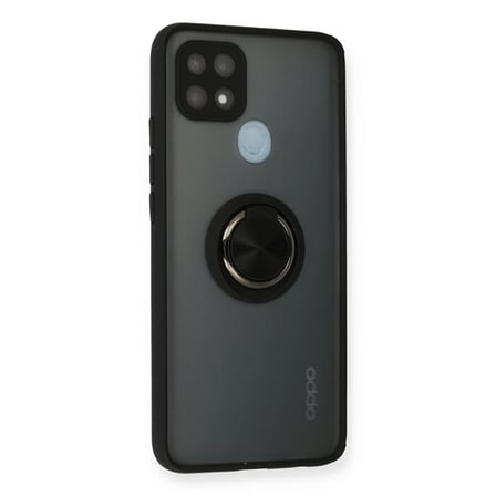 Oppo A15 Kılıf Montreal Yüzüklü Silikon Kapak - Siyah