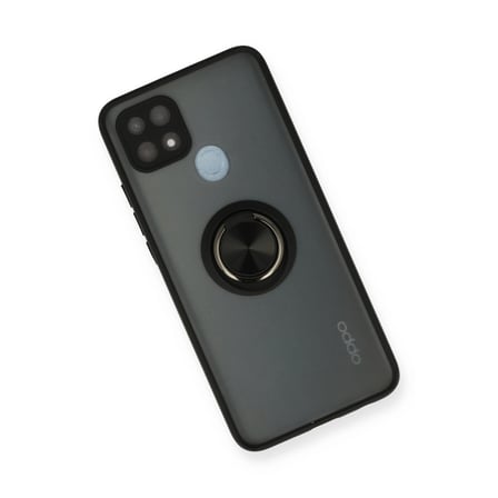 Oppo A15 Kılıf Montreal Yüzüklü Silikon Kapak - Siyah