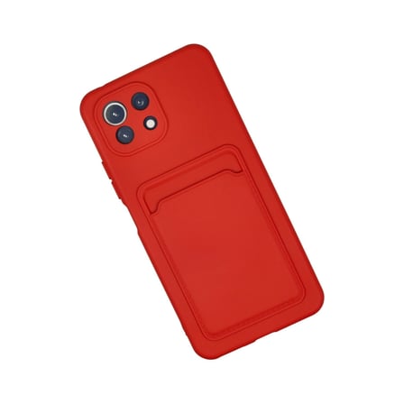 Xiaomi Mi 11 Lite Kılıf Kelvin Kartvizitli Silikon - Kırmızı