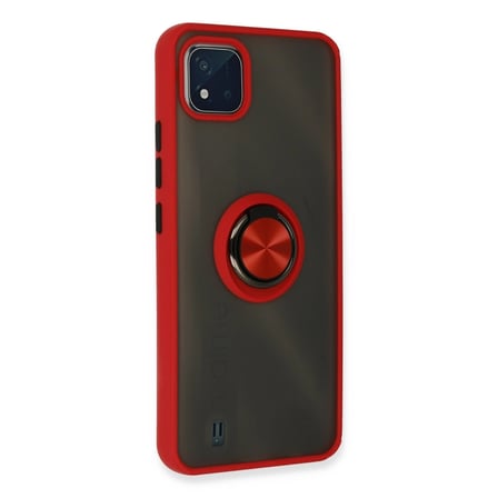 Realme C11 2021 Kılıf Montreal Yüzüklü Silikon Kapak - Kırmızı