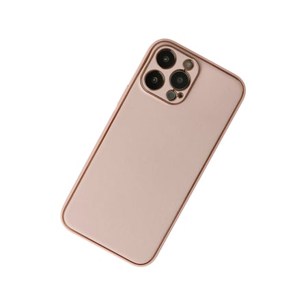 Apple İphone 13 Pro Kılıf Coco Deri Silikon Kapak - Pudra