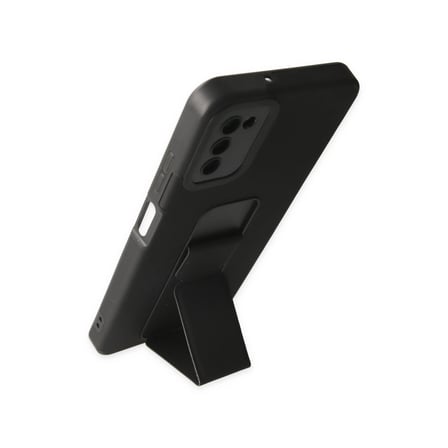 Samsung Galaxy A03s Kılıf Mega Standlı Silikon - Siyah