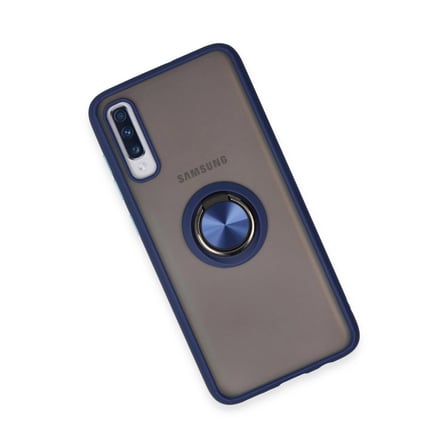 Samsung Galaxy A70 Kılıf Montreal Yüzüklü Silikon Kapak - Lacivert