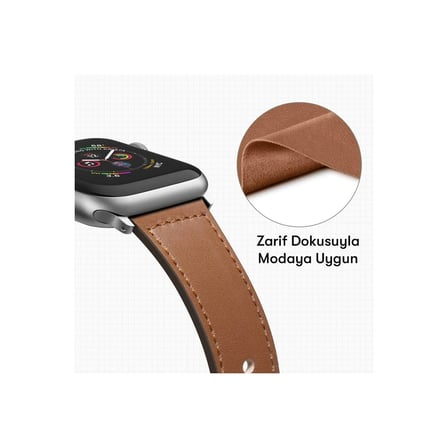 Apple Uyumlu Watch 42mm Kr415 Luaz Deri Kordon (saat Değildir) - Beyaz