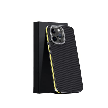 Joko Apple İphone 15 Pro Kılıf Aramid 600d Kevlar Karbon Fiber Magsafe Kapak - Sarı