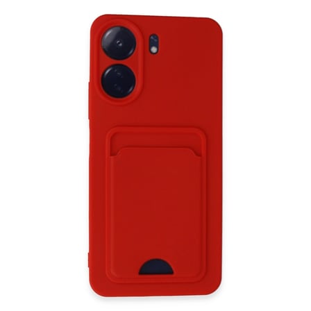 Xiaomi Redmi 13c Kılıf Kelvin Kartvizitli Silikon - Kırmızı