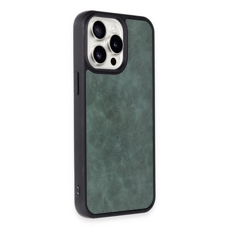Apple İphone 15 Pro Max Kılıf Aras Deri Kapak - Koyu Yeşil