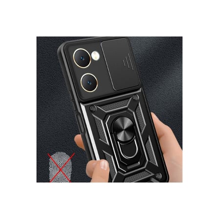 Vivo Y18 Kılıf Pars Lens Yüzüklü Silikon - Siyah