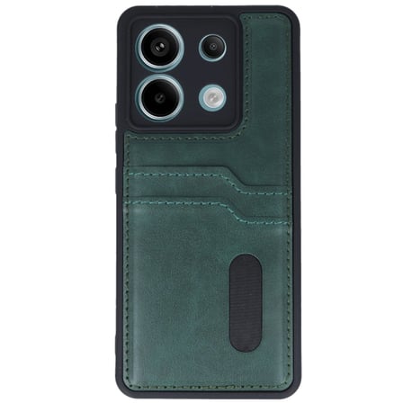 Xiaomi Redmi Note 13 Pro 4g Kılıf Sara Kartvizitli Deri Kılıf - Koyu Yeşil