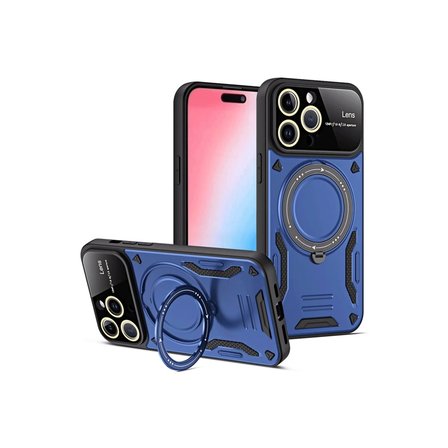 Apple İphone 15 Pro Max Joy Lens Standlı Kapak - Lacivert