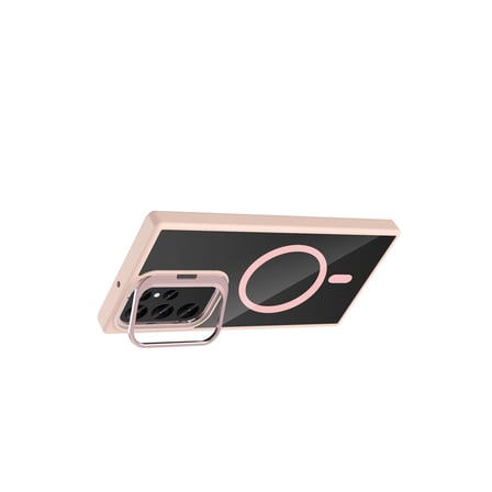 Joko Samsung Uyumlu Galaxy S23 Ultra Remim Lensli Magsafe Standlı Kapak - Pembe
