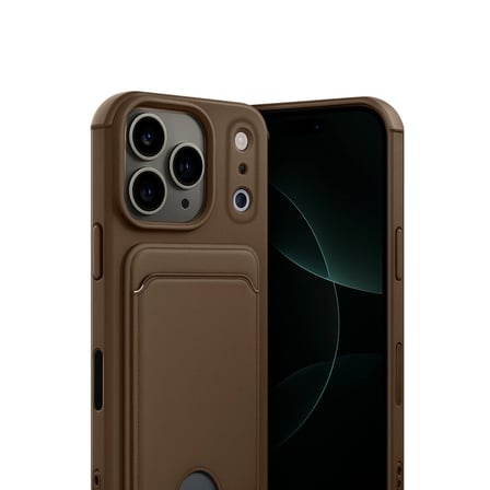 Apple Uyumlu İphone 17 Pro Kelvin Kartvizitli Silikon - Kahverengi