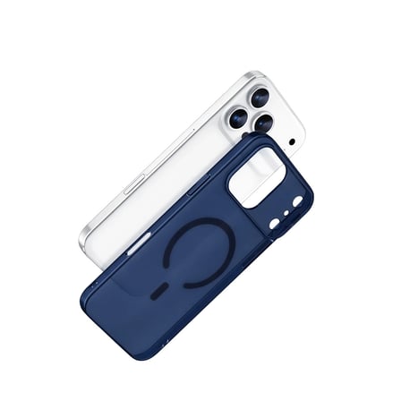 Apple Uyumlu İphone 17 Pro Combo Sert Şeffaf Magsafe Kapak - Mavi