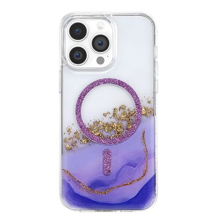 Onegif Apple İphone 14 Pro Max Lotus Simli Magsafe Kapak - Mor