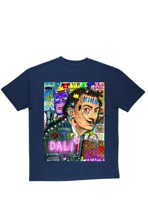 Lenithra Salvador Dali Sırt Baskılı Unisex Oversize T-shirt Füme / L