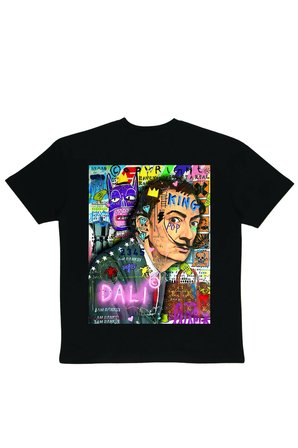 Lenithra Salvador Dali Sırt Baskılı Unisex Oversize T-shirt Siyah / S
