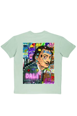 Lenithra Salvador Dali Sırt Baskılı Unisex Oversize T-shirt Gri / 2XL