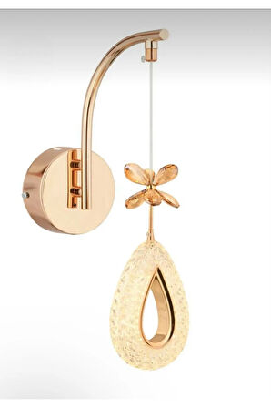 Damla Tekli Gold Kristal Taşlı 3 Renk Modu Aplik Avize