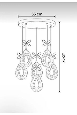 Damla Model 6'lı Krom 3 Renk Modu Ledli Kristal Taşlı Modern Salon Mutfak Oturma Odası Led Avize