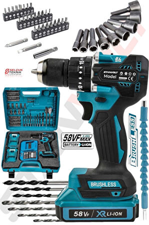 Şarjlı Matkap Metal Şanzıman Bakır Sargılı Çift Akülü MULTİ FULL SETLİ