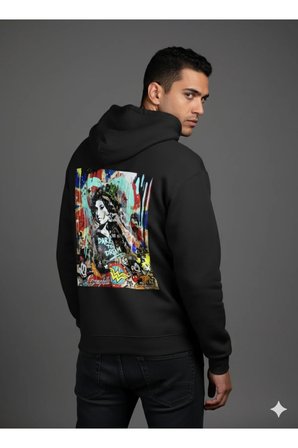 Lenithra Dare to Dream Sırt Baskılı Unisex Oversize Hoodie Siyah / L