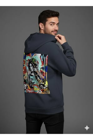 Lenithra Dare to Dream Sırt Baskılı Unisex Oversize Hoodie Füme / XL