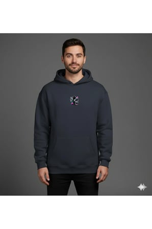 Lenithra Dare to Dream Sırt Baskılı Unisex Oversize Hoodie Füme / XL