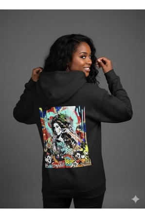 Lenithra Dare to Dream Sırt Baskılı Unisex Oversize Hoodie Siyah / 2XL