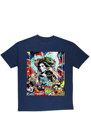 Lenithra Dare to Dream Sırt Baskılı Unisex Oversize T-shirt Füme / M