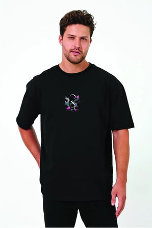 Lenithra Dare to Dream Sırt Baskılı Unisex Oversize T-shirt Siyah / 2XL