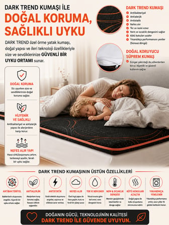 Zish Home Dark Plus Topper, Yatak Pedi, Şilte, Misafir Yatağı, Yer Yatağı, Yer Minderi | 24 DNS Sünger | Dark Trend Kumaş | Fermuarlı Yıkanabilir Kılıf