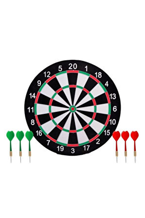 15 İnç Dart Tahtası  Büyük Boy Çift Taraflı Dart Oyun Seti 6 Oklu 