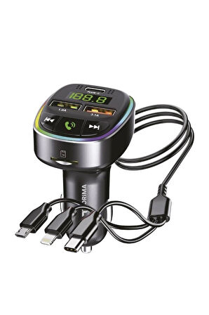 G15 Siyah Fm Transmitter Araç Şarj Cihazı (18W Hızlı Şarj - Usb/type-C/tf Kart Destekli)