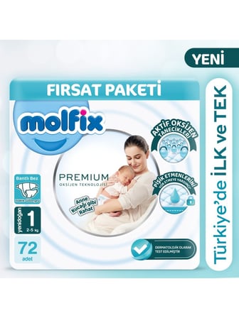 Premium Bebek Bezi Fırsat Paketi 1 Beden 2-5 Kg 72 Adet