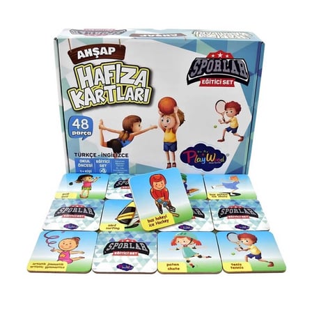 Eğitici Ahşap Hafıza Kartları Sporlar
