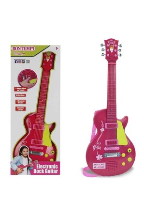 Elektronik Ayaklı Mikrofonlu Pembe Gitar