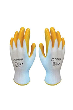 Safety Sarı Nitril Inşaat Tarım Montaj Iş Eldiveni 12 Çift-no:10