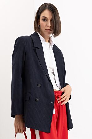 DeFacto Oversize Geniş Kalıp Ceket Yaka Düğmeli Basic Düz Blazer Ceket D4418AX24AUNV199