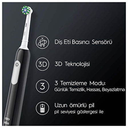 Oral-B Pro Series 1 Siyah Elektrikli Diş Fırçası, 1 Diş Fırçası Başlığı, 1 Seyahat Çantası, Braun Tasarımı