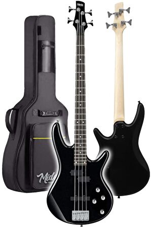 Midex MBG-400BK Üst Segment Profesyonel Bas Gitar 4 Telli (Softcase Gigbag ve kablo Dahil)