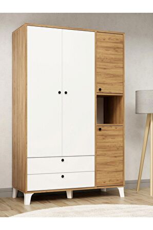 Kuzeylife 4 Kapaklı 6 Raflı Ekstra Derin Gardrop-52 cm Derinlik