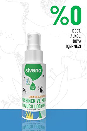 Siveno Sivrisinek ve Kene Kovucu Sprey Losyon Bitkisel Tüm Vücut İçin Seyahat Tatil Boy 50 ml
