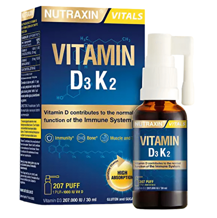 D3-K2 30 Ml Sprey - 1000 IU D3 Vitamini, 25 mcg K2 Vitamini