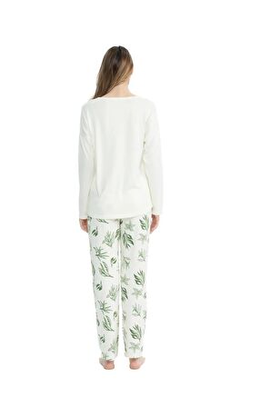 U.S. Polo Assn. Kadın Yaprak Desenli Yuvarlak Yaka Pijama Takımı